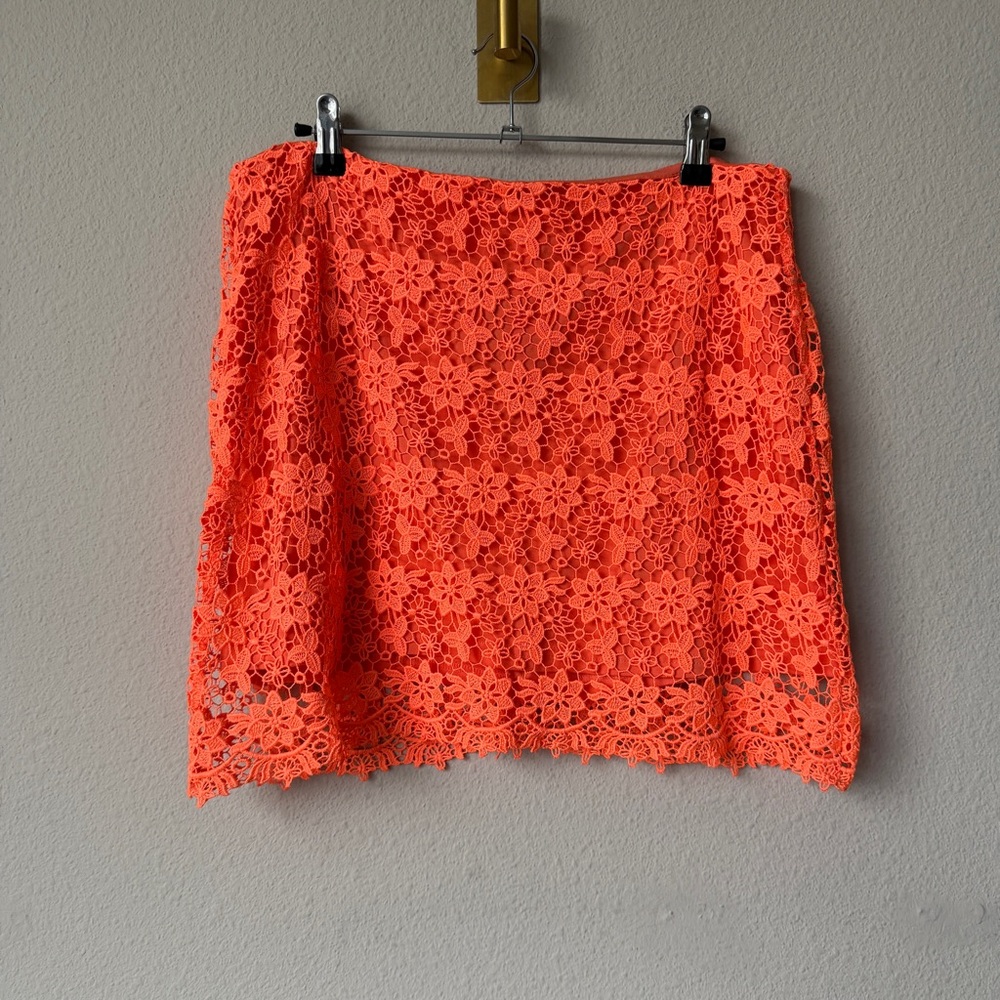 Topshop Bright Orange Lace Mini Skirt Size US 12